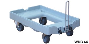 Rollwagen aus Kunststoff mit Deichsel für Behälter 600x400 mm